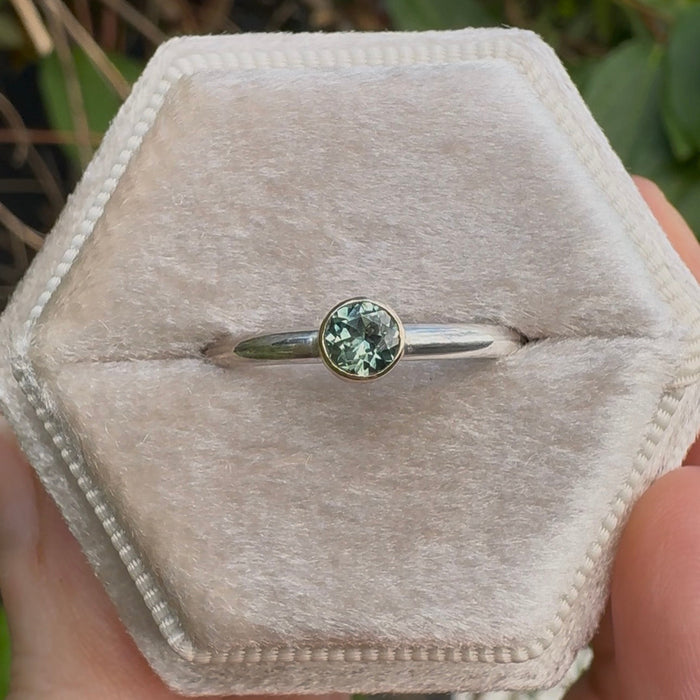 The Maggie Ring- Montana sapphire in 14k gold and sterling silver